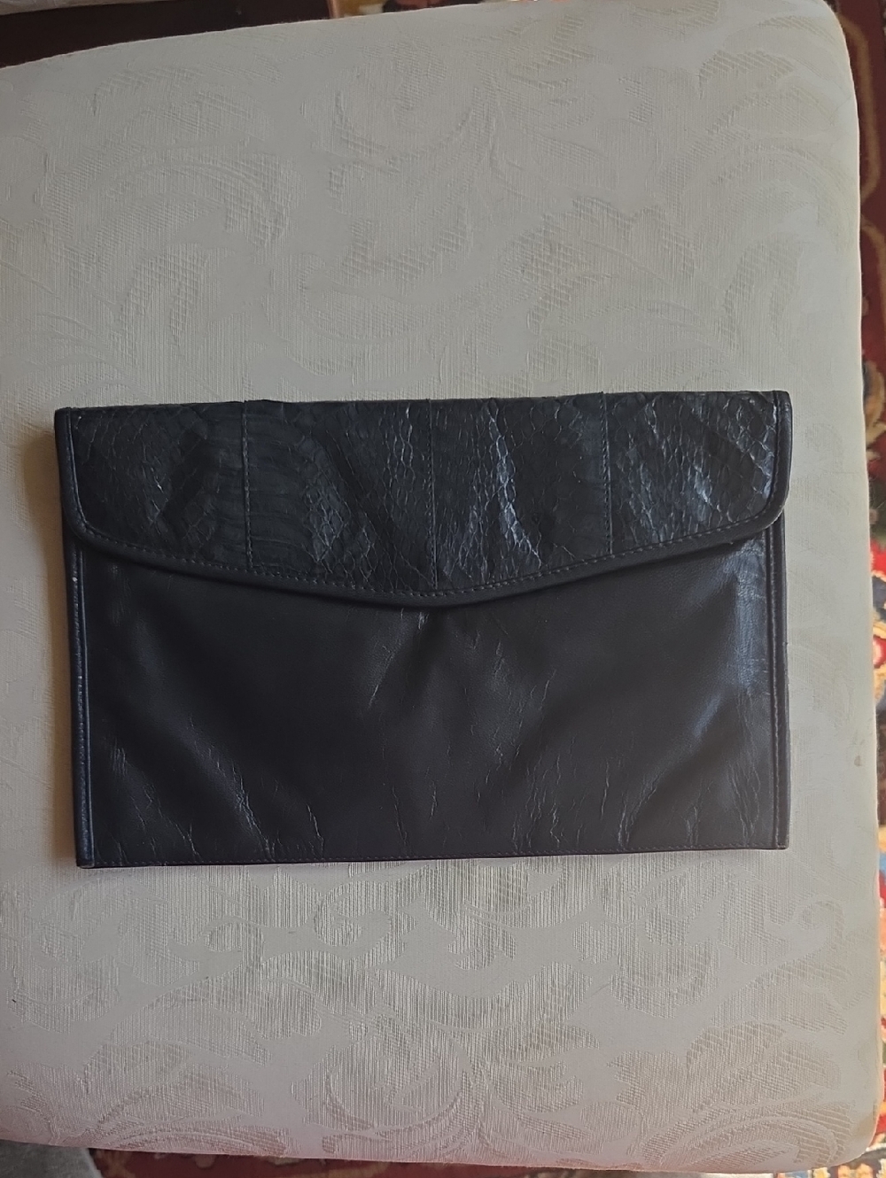 Vintage Navy Leather Clutch